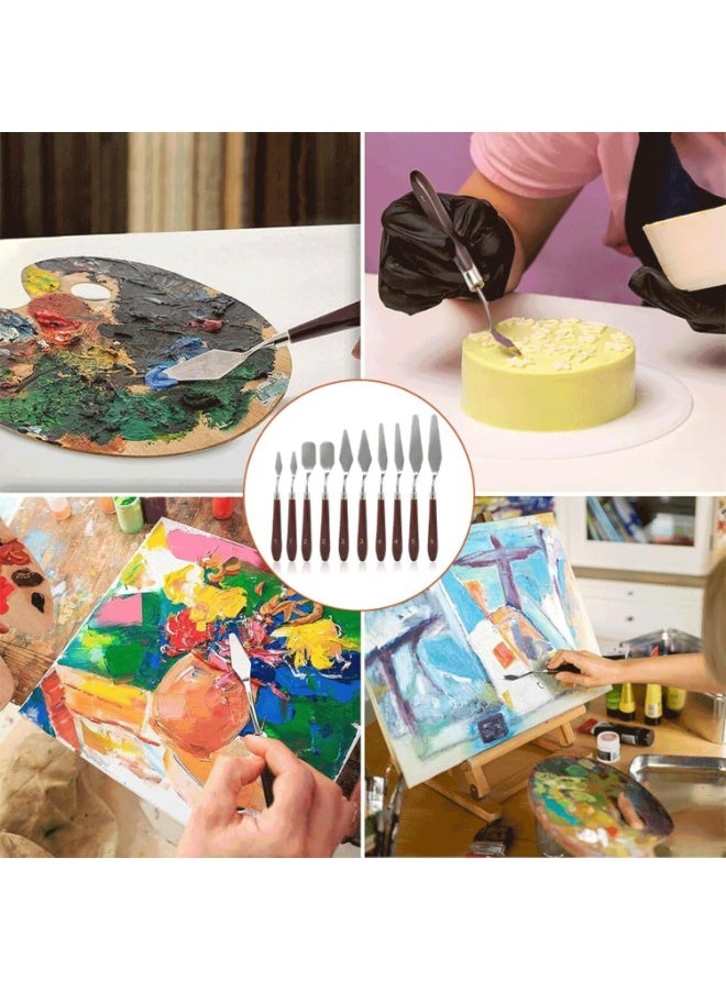 FAYET 10PCS Stainless Steel Palette Knife Set, Flexible Painting Spatula and Color Mixing Scraper with Ergonomic Handles, Durable Artist Paint Knives for Oil, Acrylic, Canvas, and Mixed Media Art - Image 4